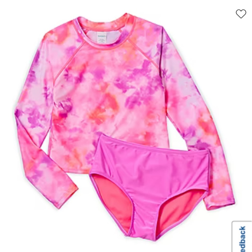 Thereabouts Little & Big Girls Tie Dye Rash Guard Set